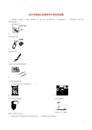 黑龙江省鸡西市2019年中考化学真题试题.doc