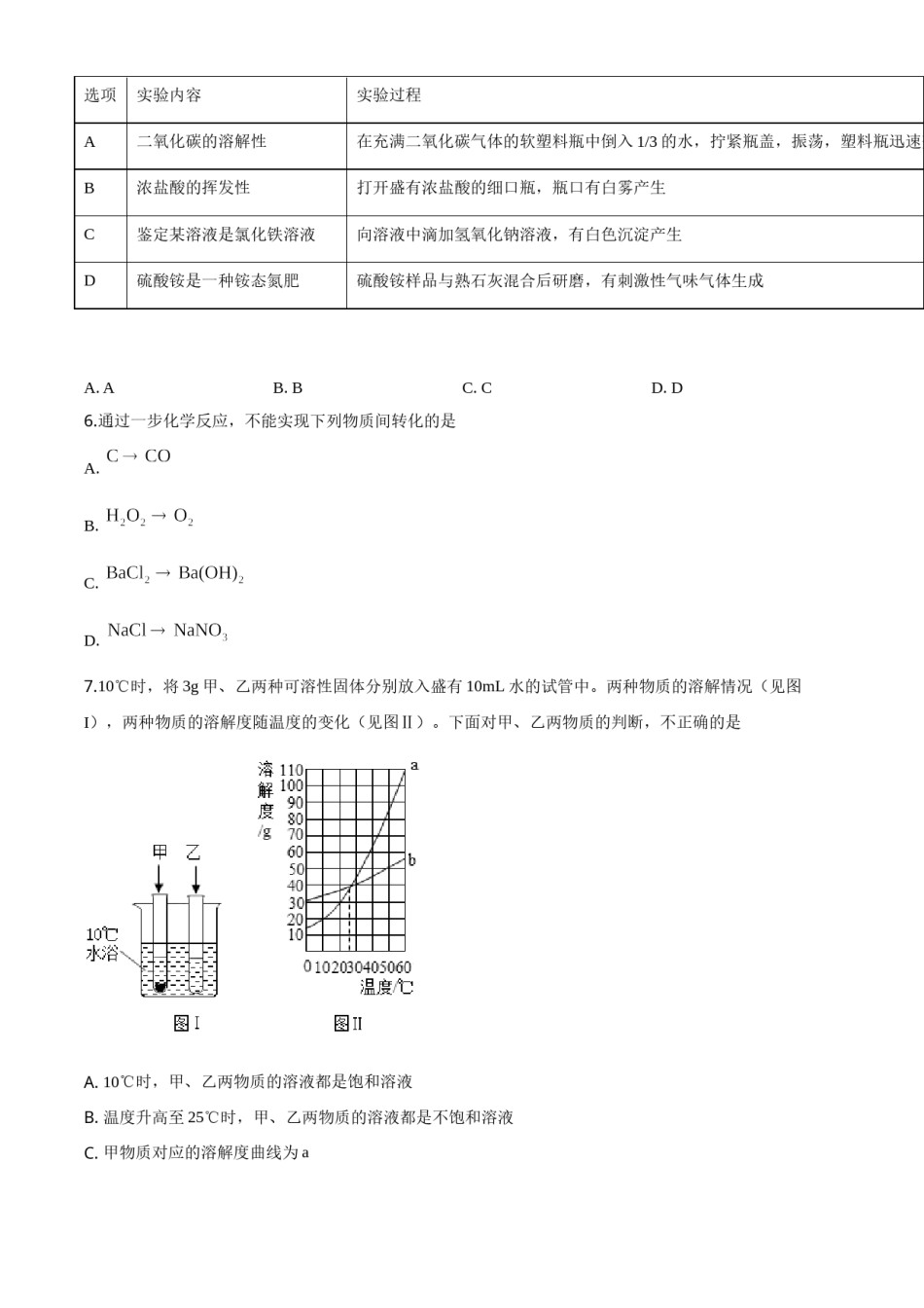 精品解析：山东省济宁市2020年中考化学试题（原卷版）.doc_第2页