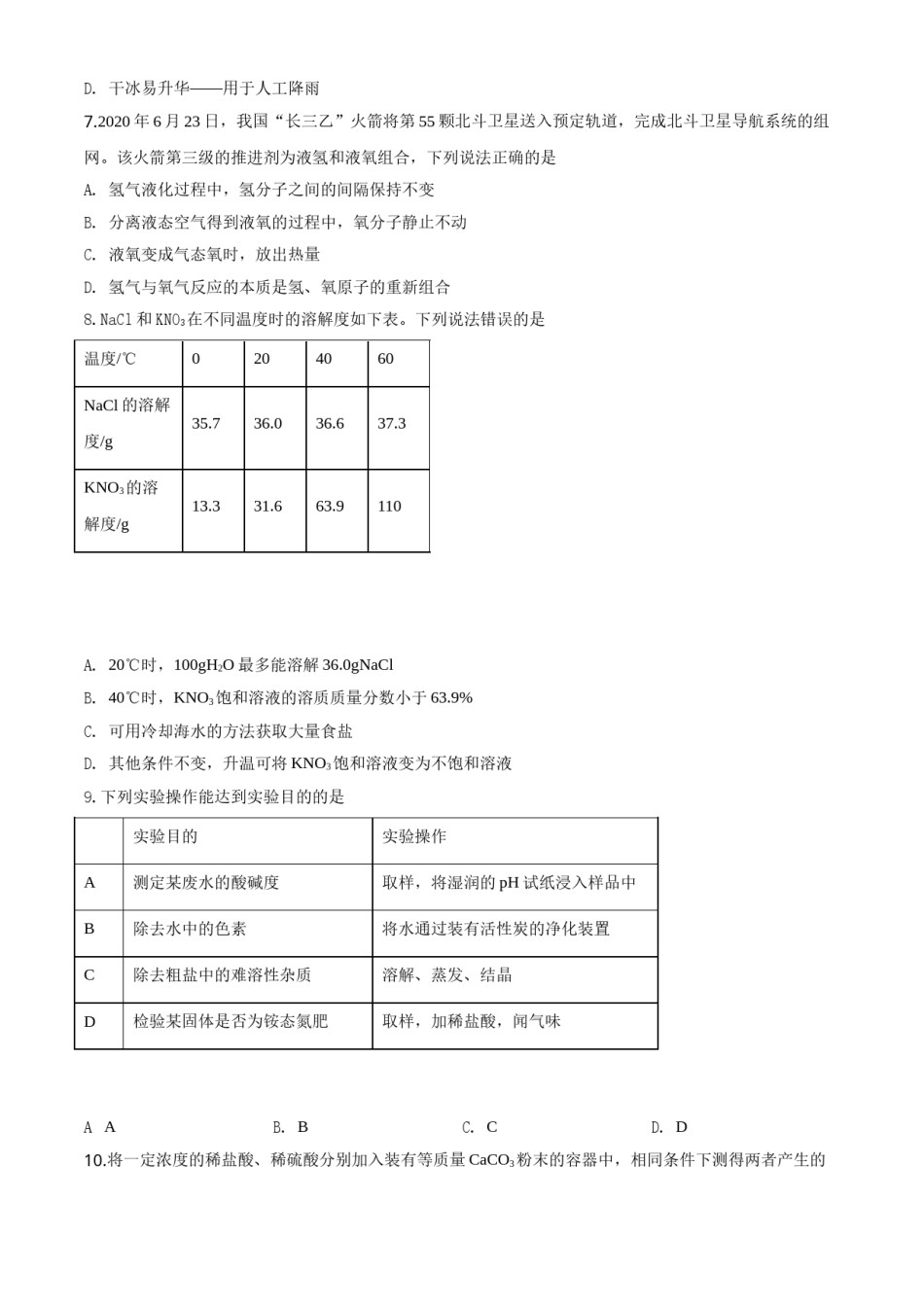 精品解析：福建省2020年中考化学试题（原卷版）.doc_第2页