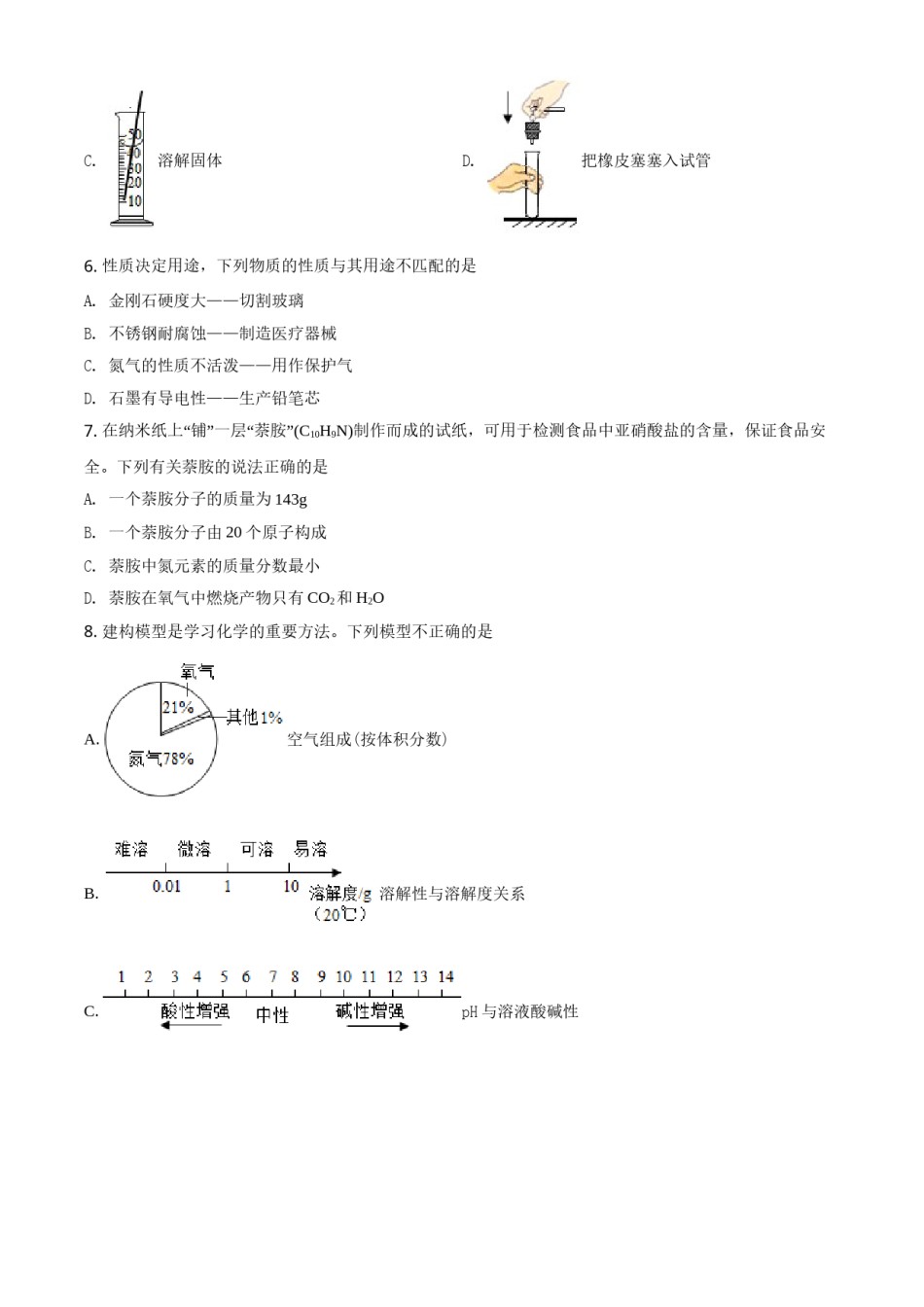四川省乐山市2021年中考化学试题（原卷版）.doc_第2页