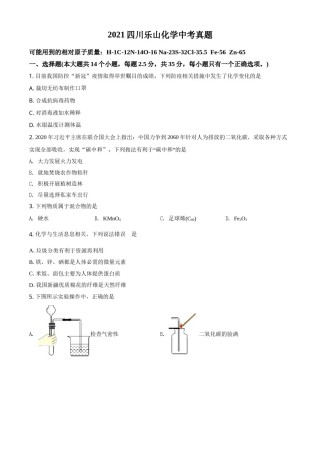 四川省乐山市2021年中考化学试题（原卷版）.doc
