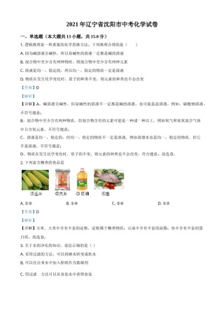 辽宁省沈阳市2021年中考化学试题（解析版）.doc