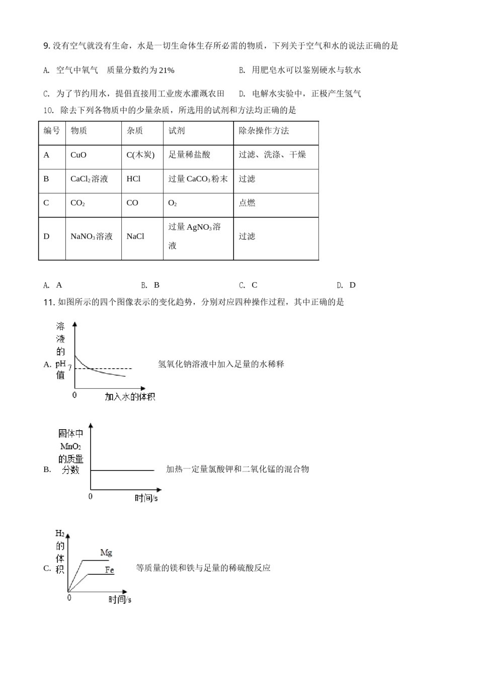 四川省眉山市2021年中考化学试题（原卷版）.doc_第3页