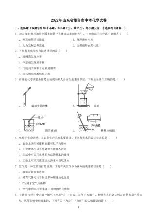 2022年山东省烟台市中考化学真题.docx