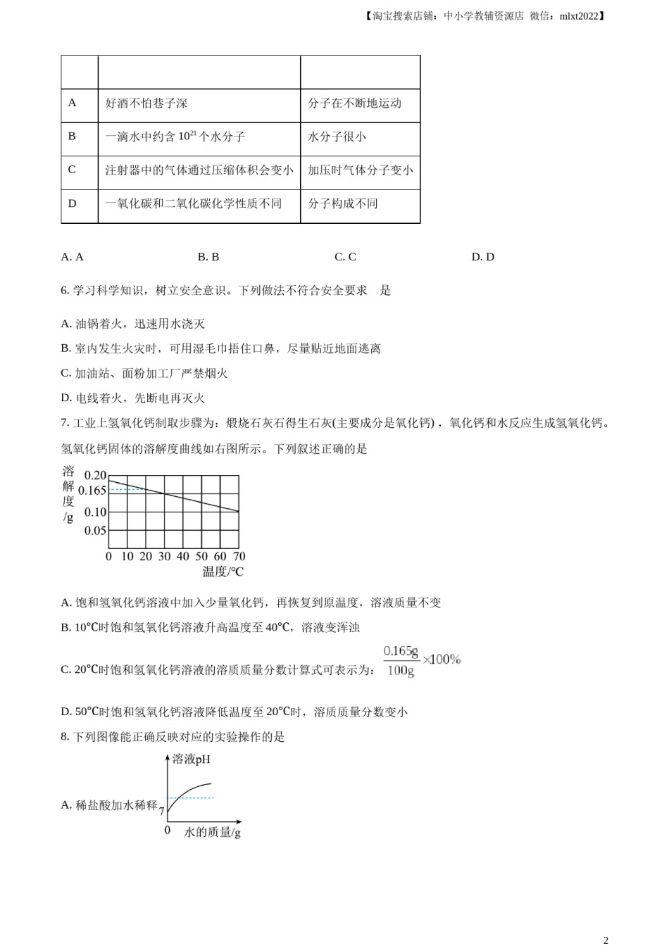 精品解析：2023年山东省枣庄市中考化学真题（原卷版）.docx_第2页