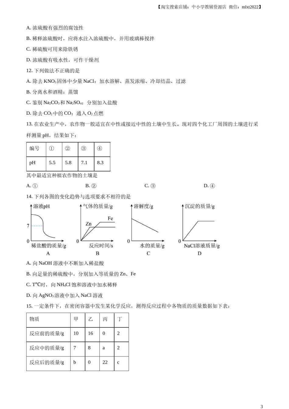 精品解析：2023年湖南省郴州市中考化学真题（原卷版）.docx_第3页