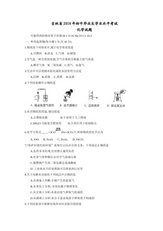 2018年吉林省中考化学试题及答案.doc