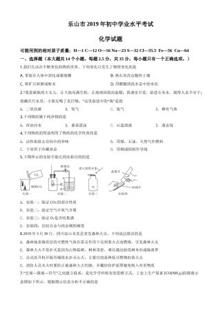 四川省乐山市2019年中考化学试题.doc