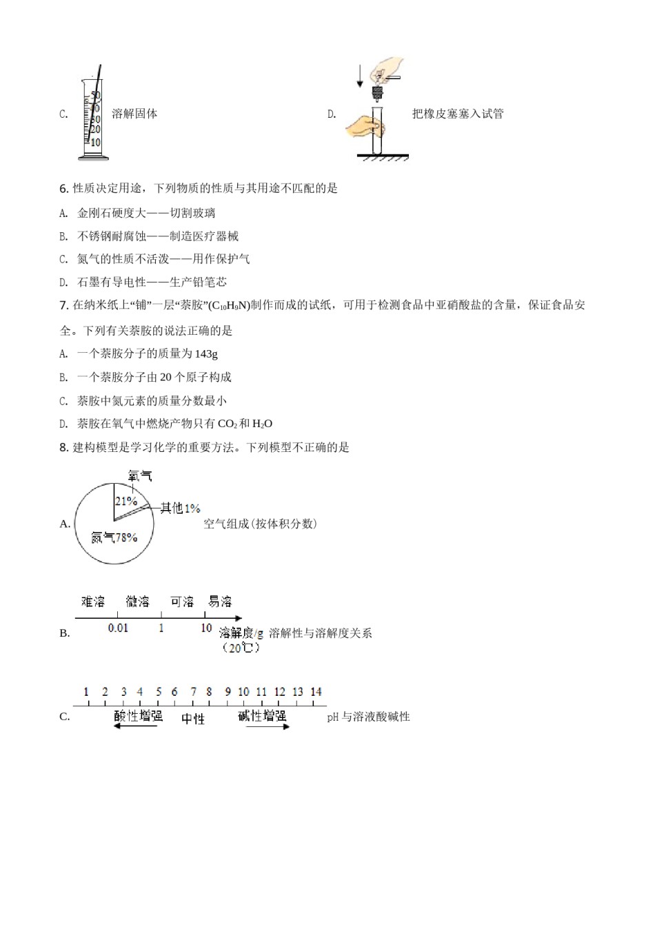 精品解析：四川省乐山市2021年中考化学试题（原卷版）.doc_第2页