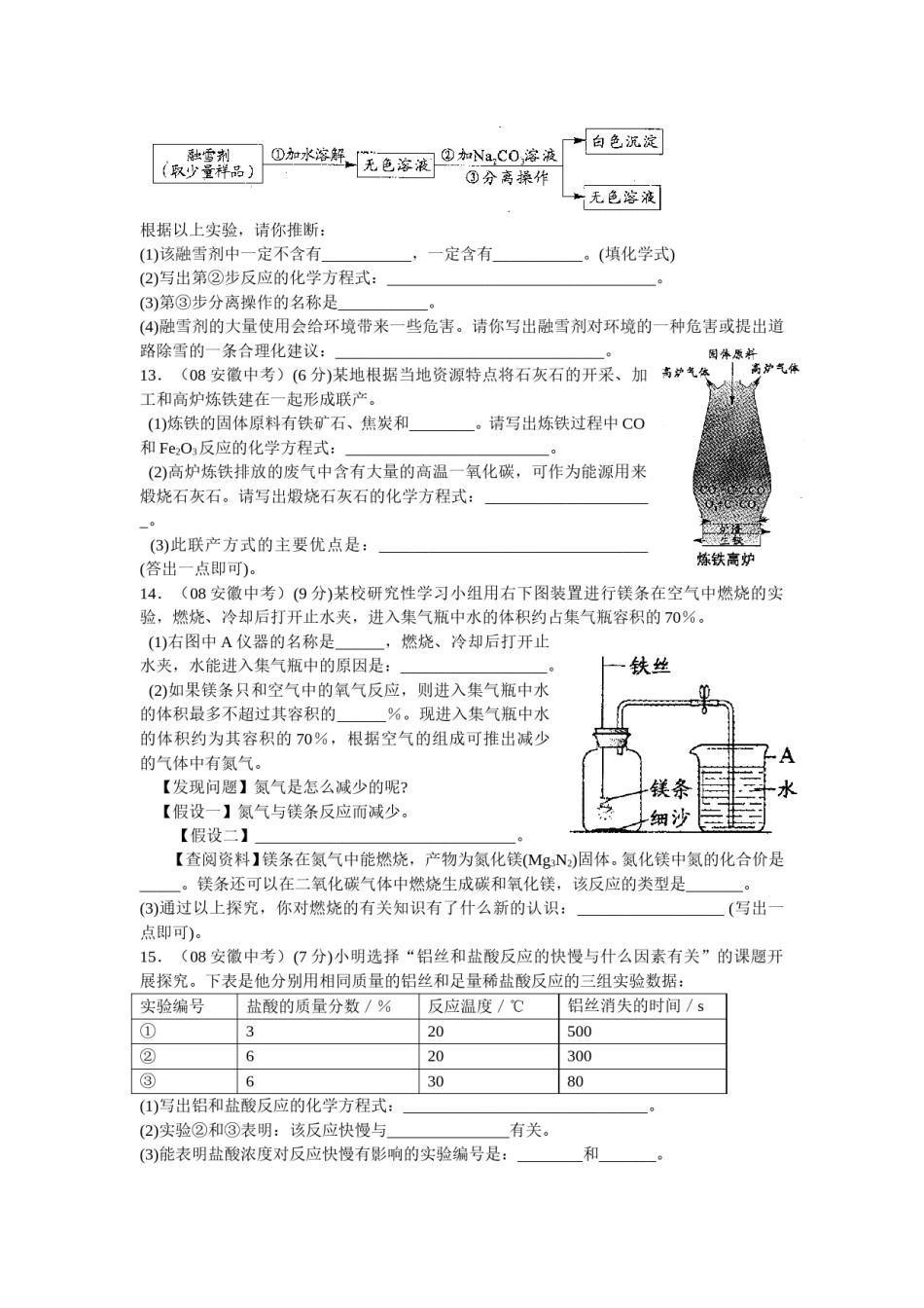 2008年安徽省中考化学试卷及答案.doc_第3页