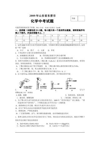 2009年山东省东营市化学中考试题及答案.doc