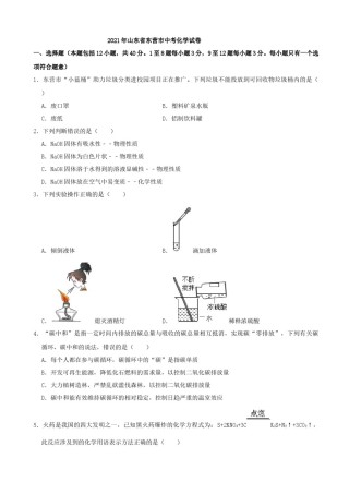 2021年山东省东营市中考化学真题（解析版）.docx