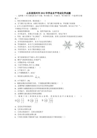 2012年滨州中考化学试题及答案.doc