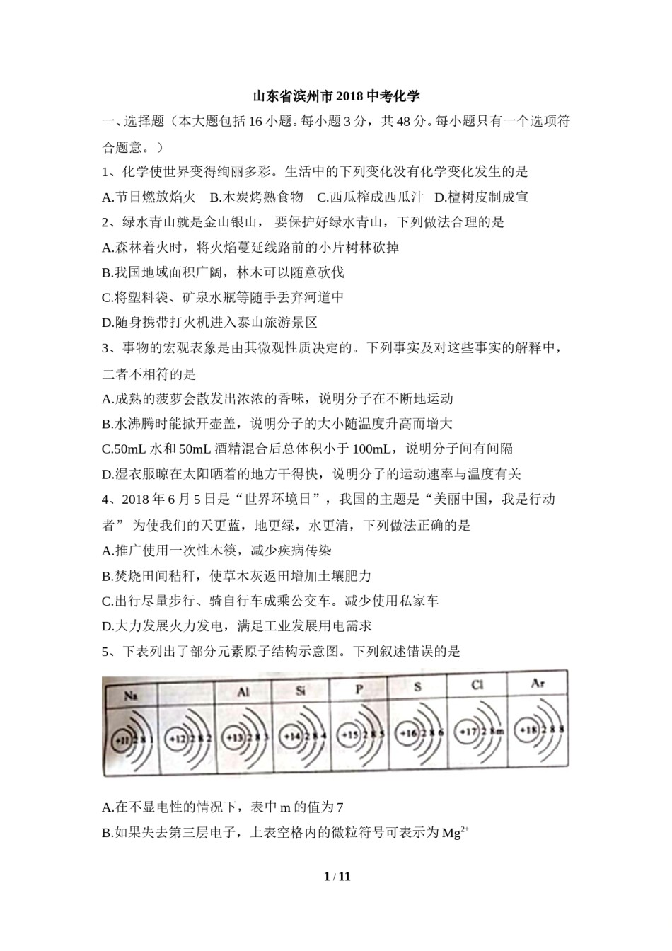 2018年滨州市中考化学试卷.doc_第1页