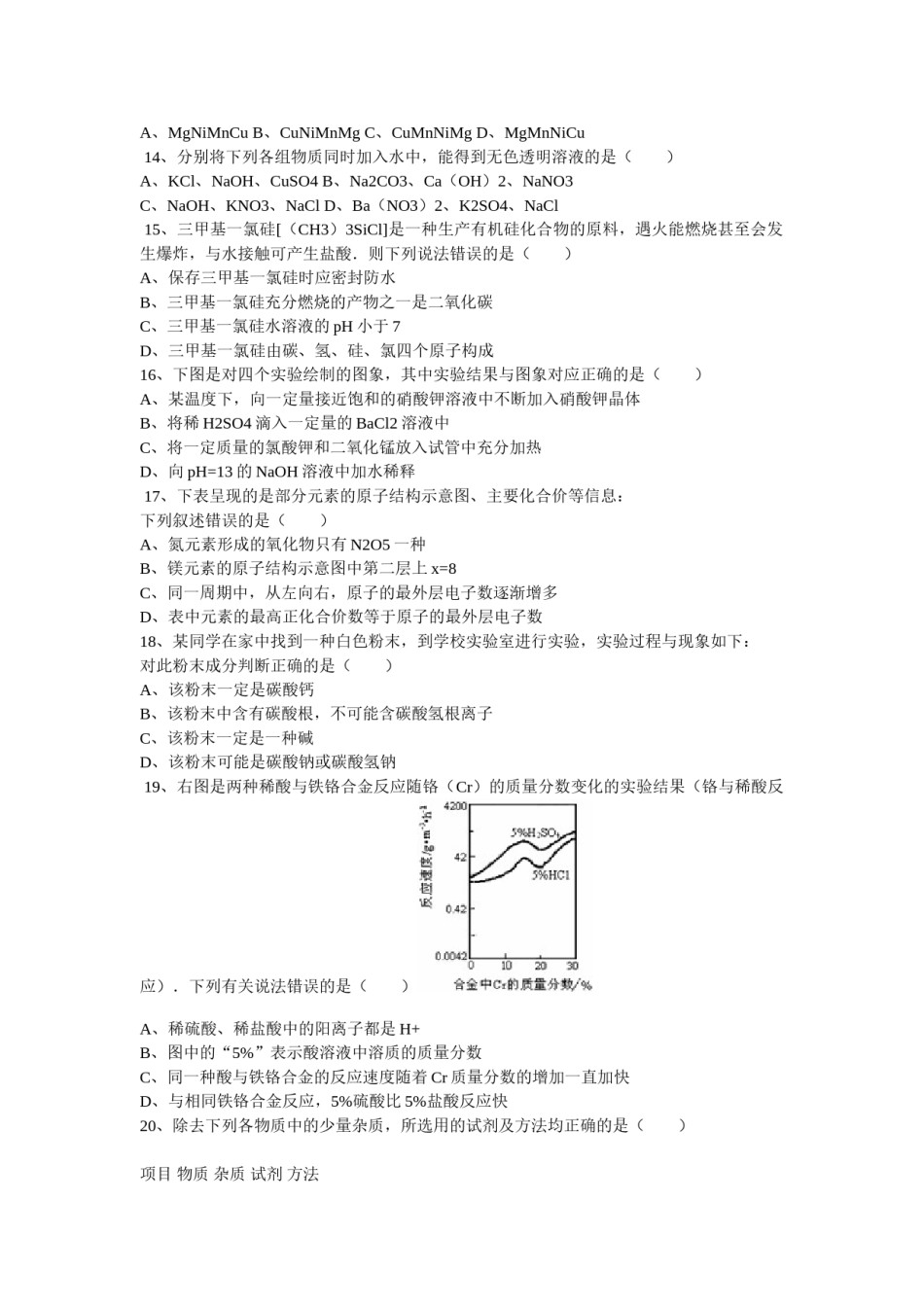 2011年潍坊市中考化学试卷及答案.doc_第3页