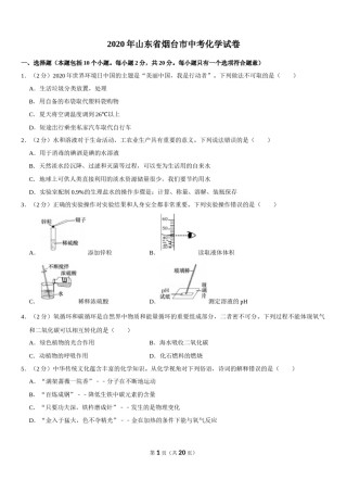 2020年山东省烟台市中考化学试题及答案.docx