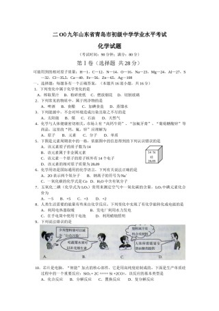 2009年山东省青岛市中考化学试题及答案.doc