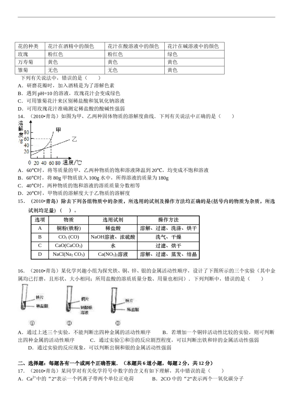 2010年山东省青岛市中考化学试题及答案.doc_第2页