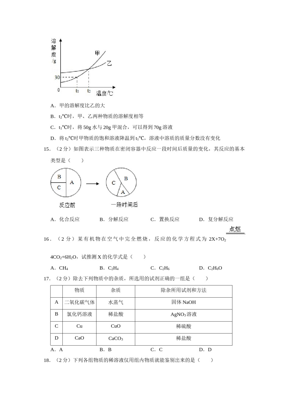 2017年广西柳州市中考化学试题（空白卷）.docx_第3页