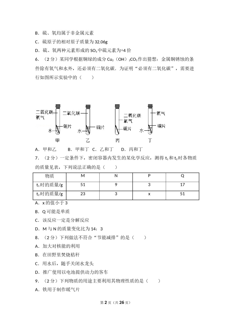 2017河北省中考化学试题及答案.doc_第2页