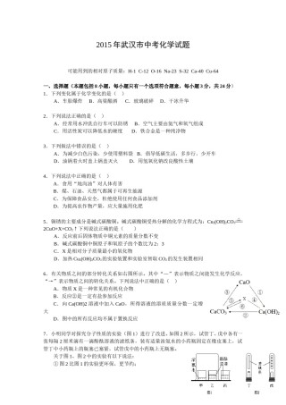 2015年武汉市中考化学试卷及答案.doc