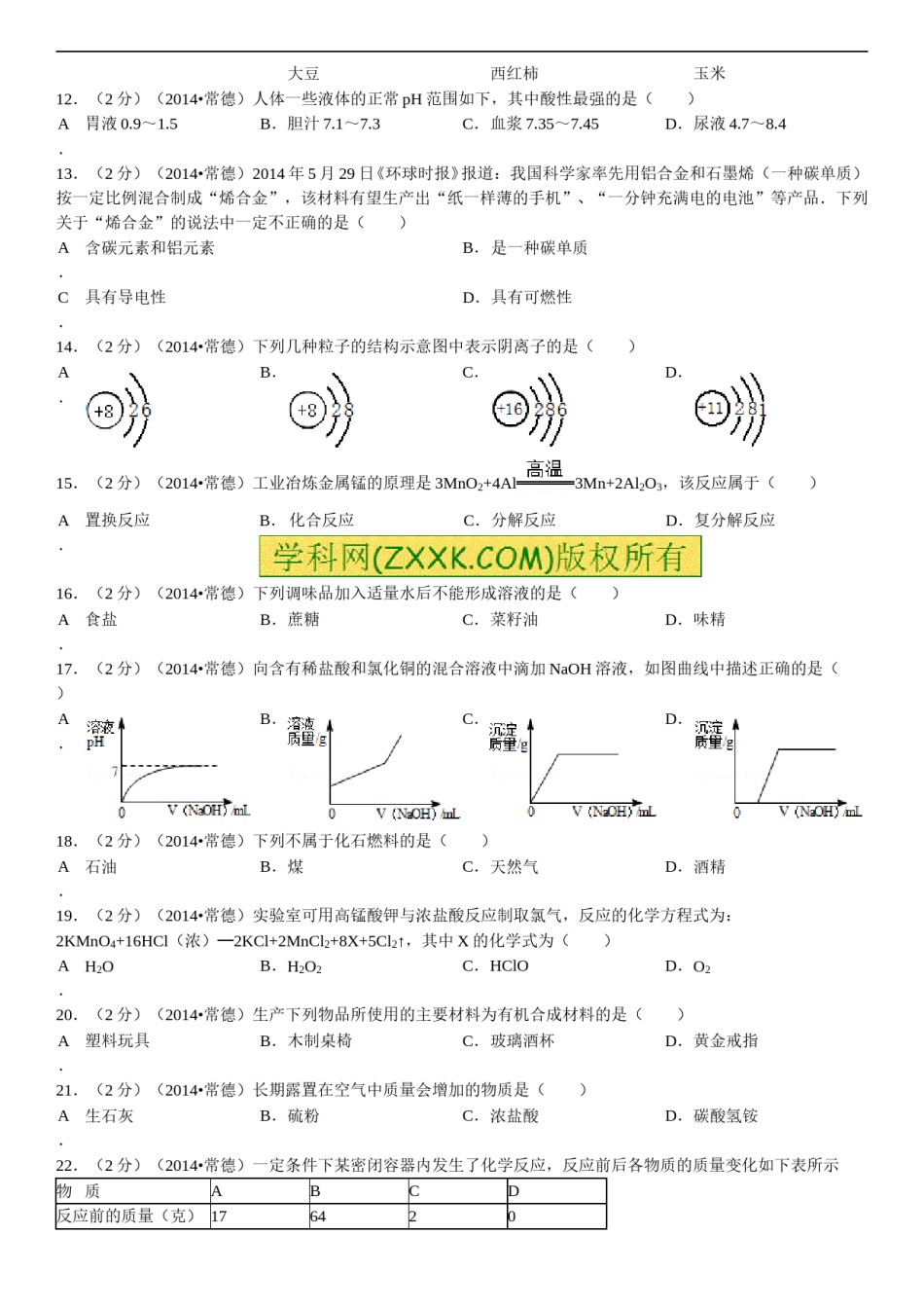 2014年湖南省常德市中考化学真题及解析.doc_第2页