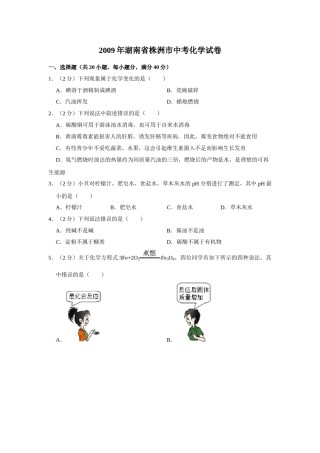 2009年湖南省株洲市中考化学试卷（学生版）  学霸冲冲冲shop348121278.taobao.com.doc
