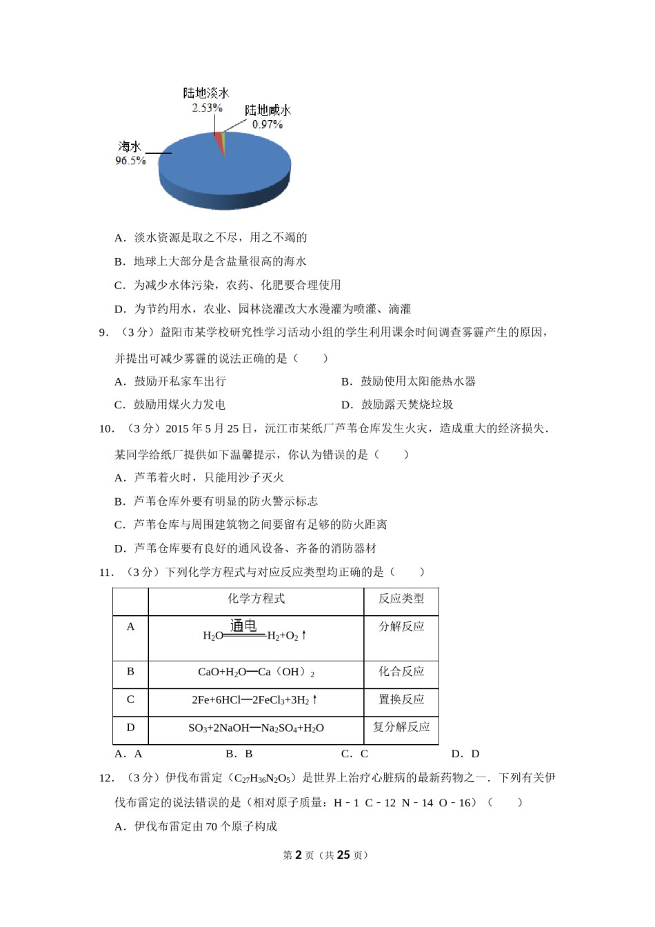 2015年湖南省益阳市中考化学试卷（含解析版）.doc_第2页