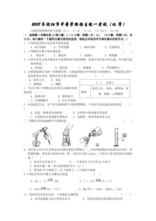 2008年辽宁省沈阳市中考化学试题及答案.docx