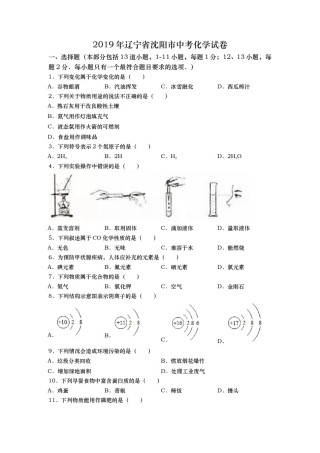 2019年辽宁省沈阳市中考化学试题及答案.doc