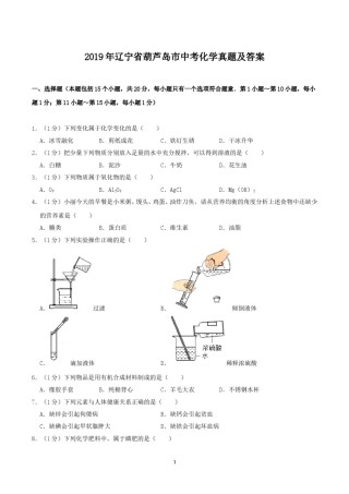 辽宁省葫芦岛市2019年中考化学真题及答案.doc