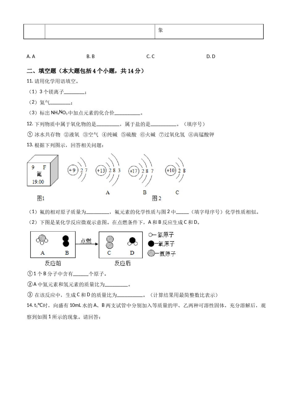 2018年辽宁省锦州市中考化学试题（空白卷）.doc_第3页