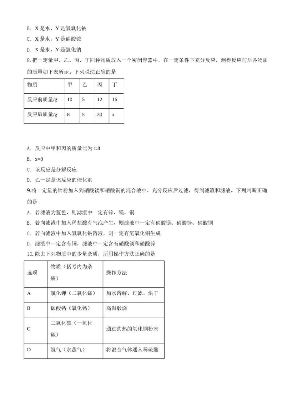 2020年辽宁省锦州市中考化学试题（空白卷）.doc_第3页