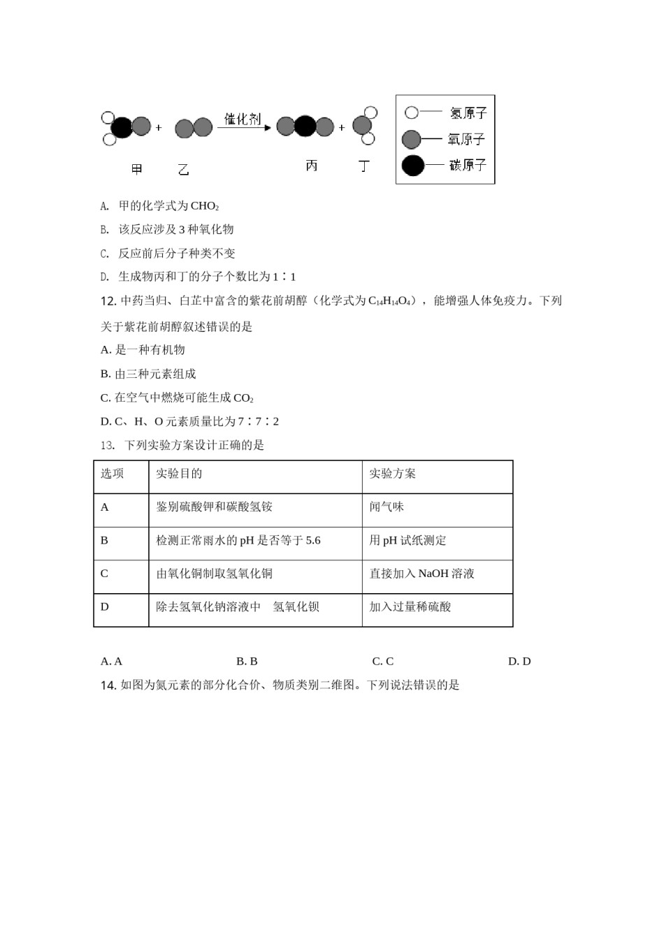 2021年重庆市中考化学B卷试卷(含答案).doc_第3页