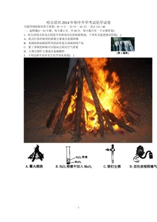 2014年哈尔滨市中考化学试题及答案.doc