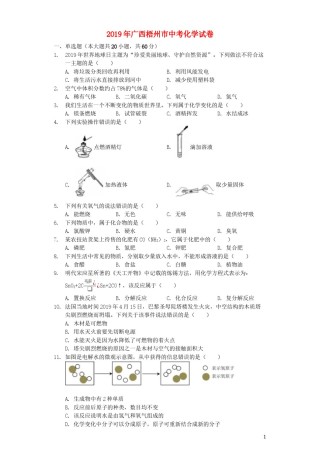 广西梧州市2019年中考化学真题试题（含解析）.docx