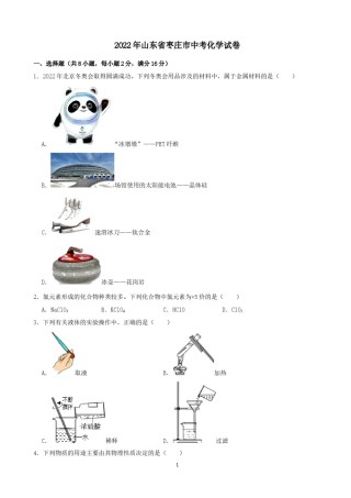 2022年山东省枣庄市中考化学真题.docx