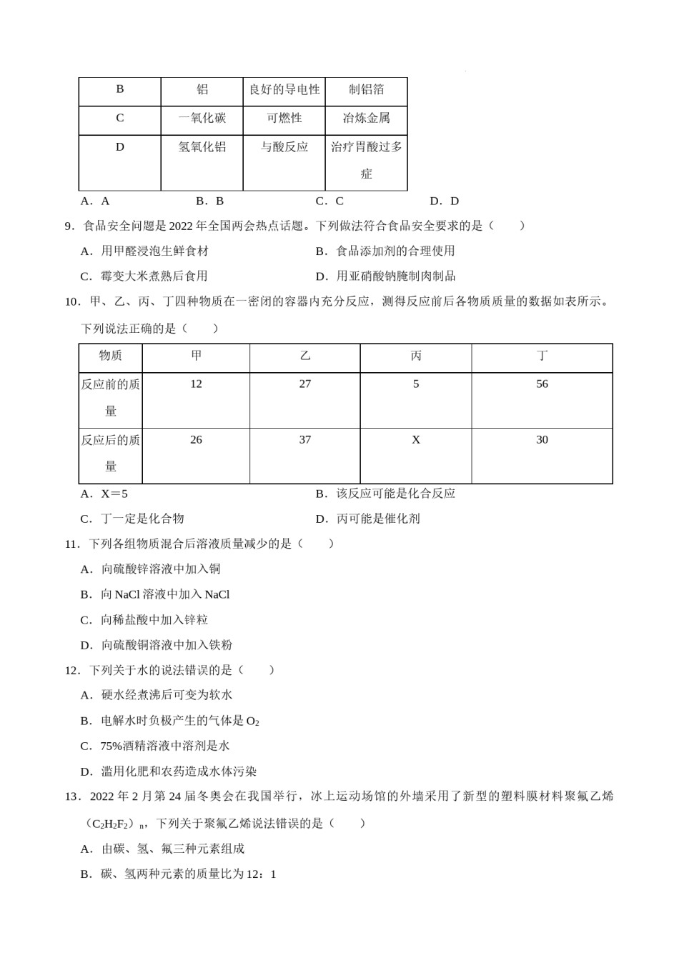 2022年广西河池市中考化学真题.docx_第2页