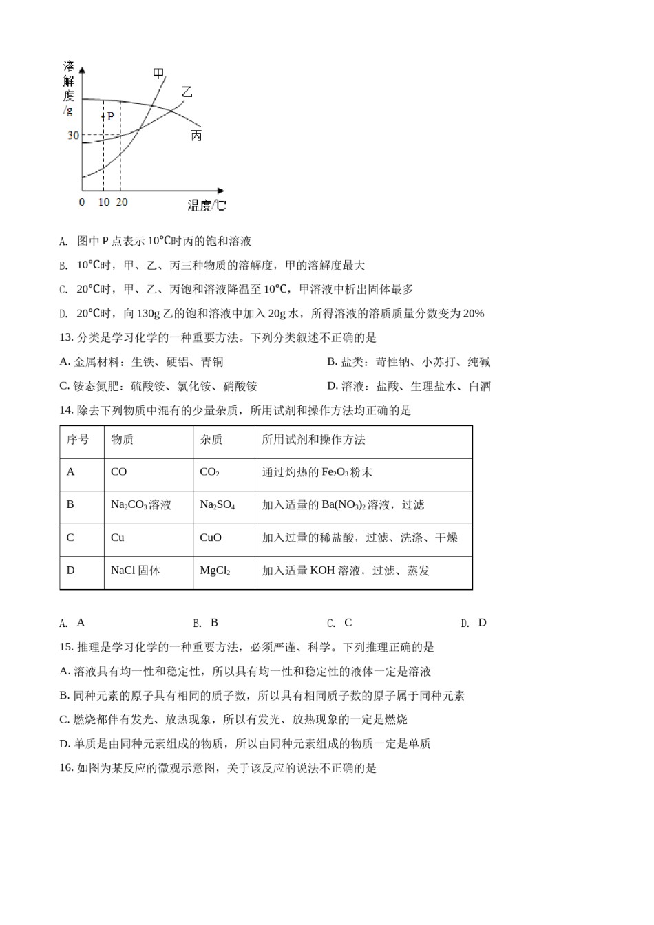 精品解析：2022年山东省泰安市中考化学真题（原卷版）.docx_第3页
