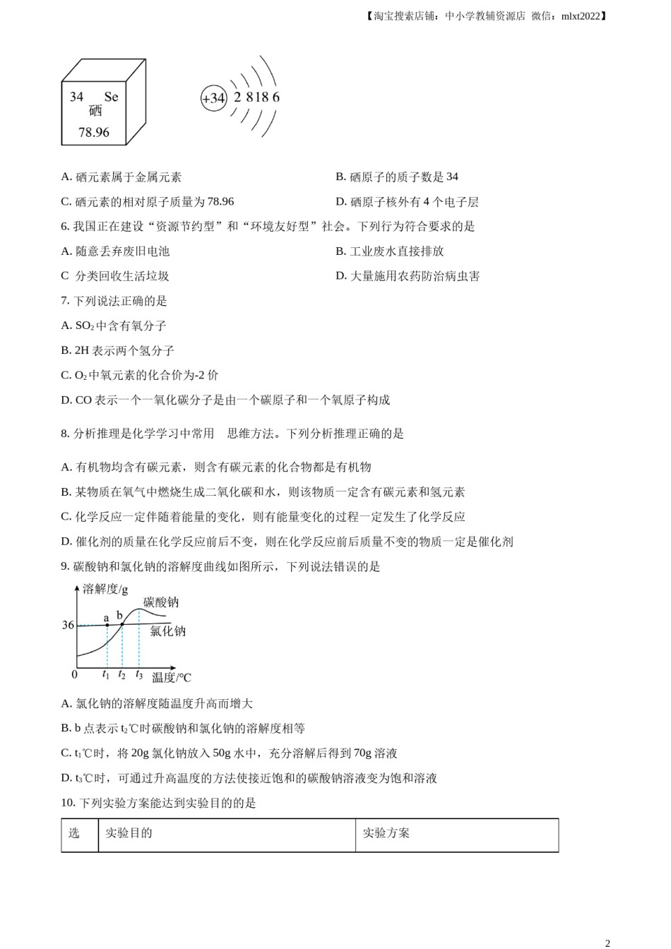 精品解析：2023年新疆中考化学真题（原卷版）.docx_第2页