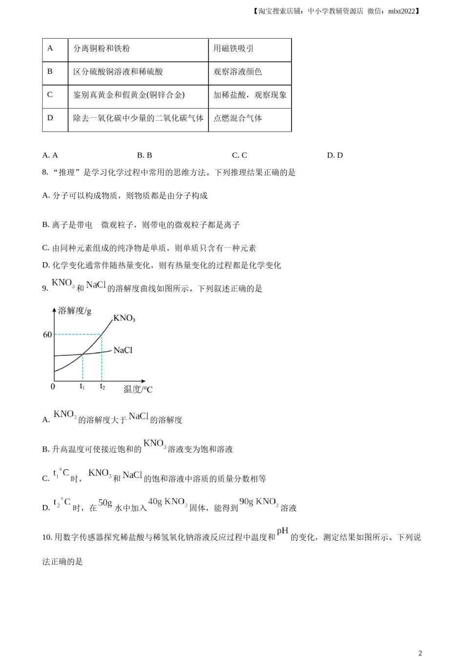 精品解析：2024年新疆中考化学真题（原卷版）.docx_第2页