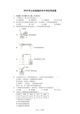 2019年山东省临沂市中考化学试题及答案.docx