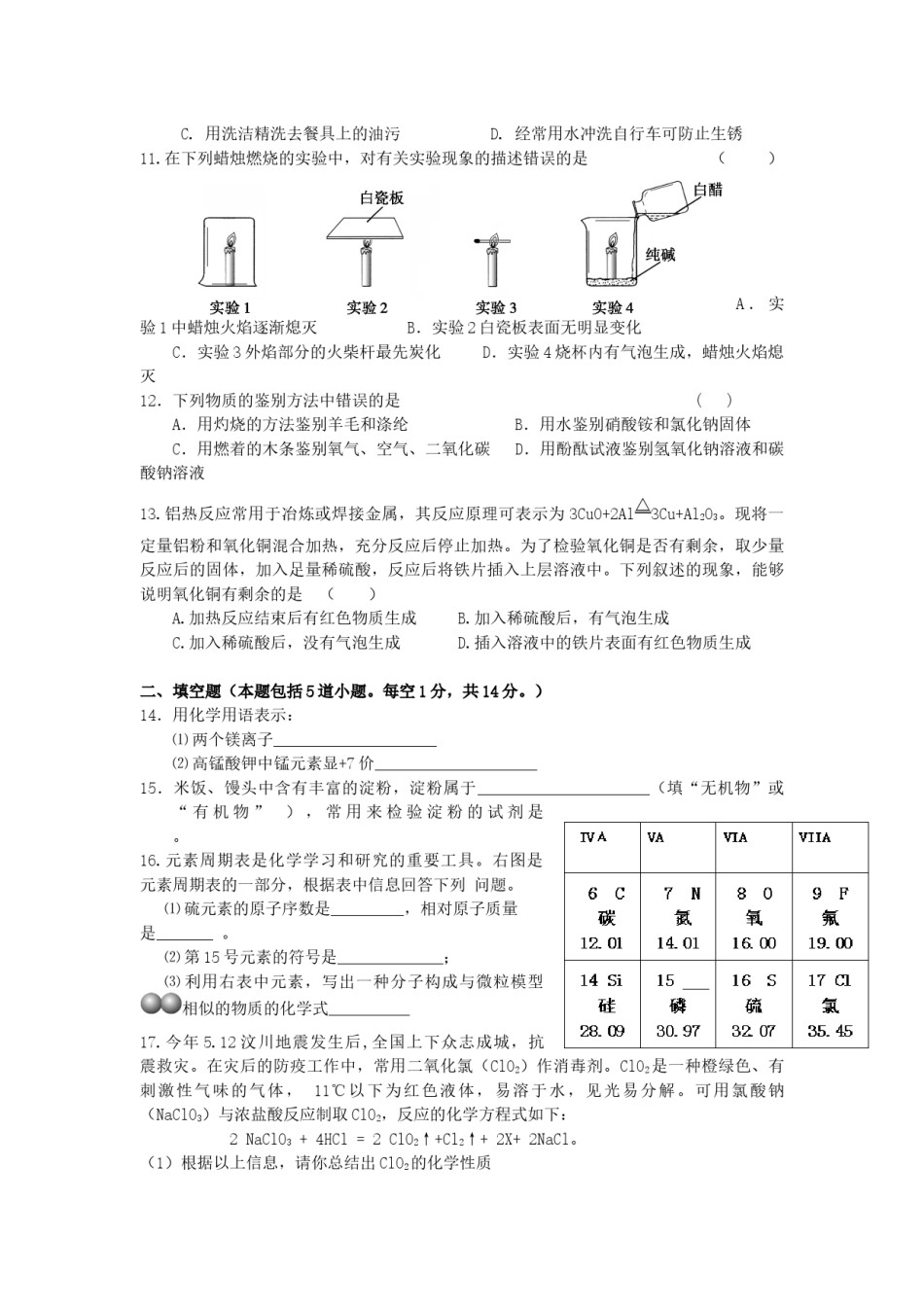 2008年辽宁省沈阳市中考化学试题及答案.docx_第2页