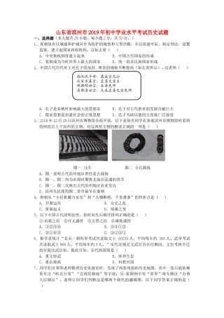 山东省滨州市2019年中考历史真题试题.doc