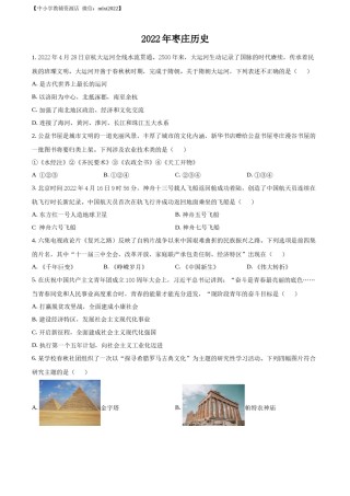 精品解析：2022年山东省枣庄市中考历史真题（原卷版）.docx