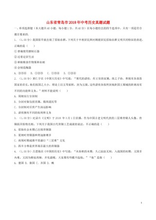 2018年青岛中考历史试题及答案.doc