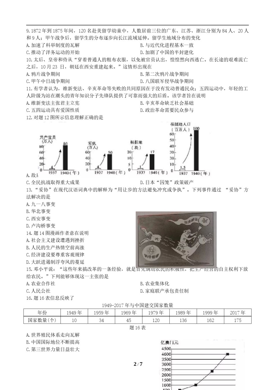 2019广东省历史中考试卷及参考答案.doc_第2页