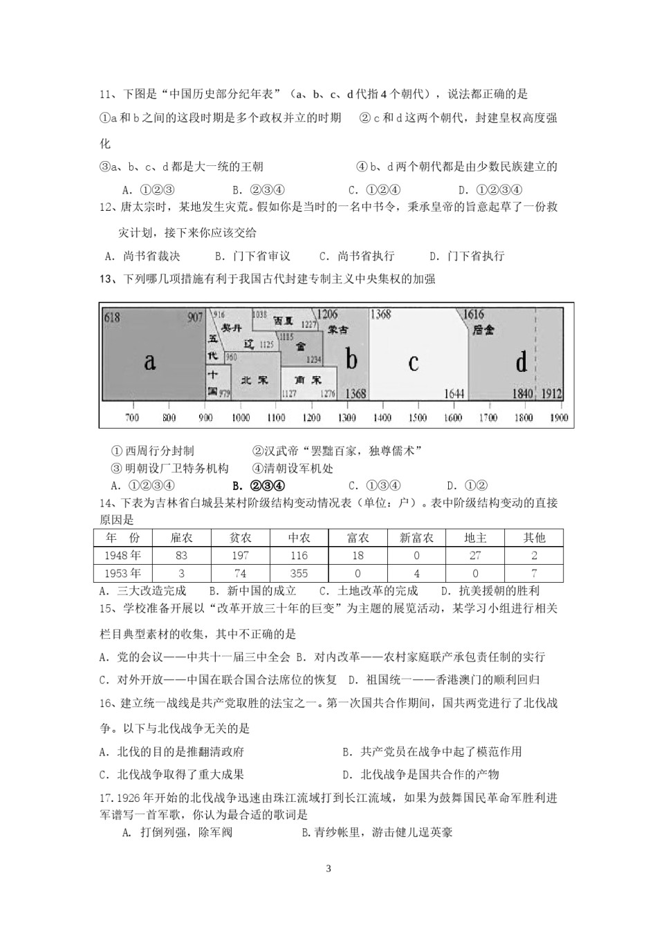 2014年深圳市中考历史试卷及答案.doc_第3页