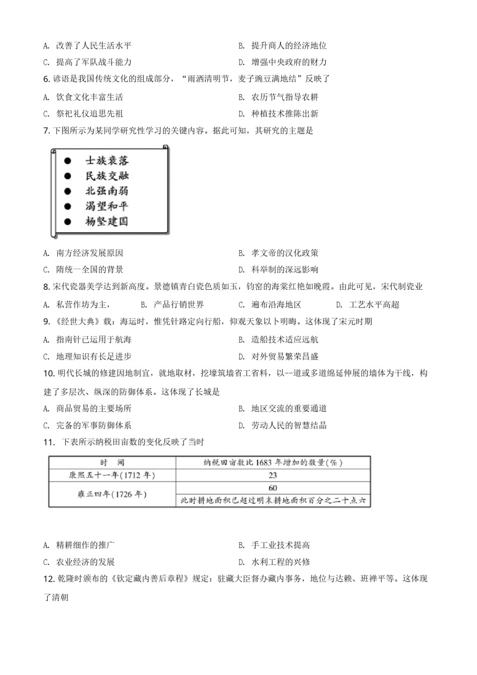 精品解析：2021年福建省中考历史试题（原卷版）.doc_第2页
