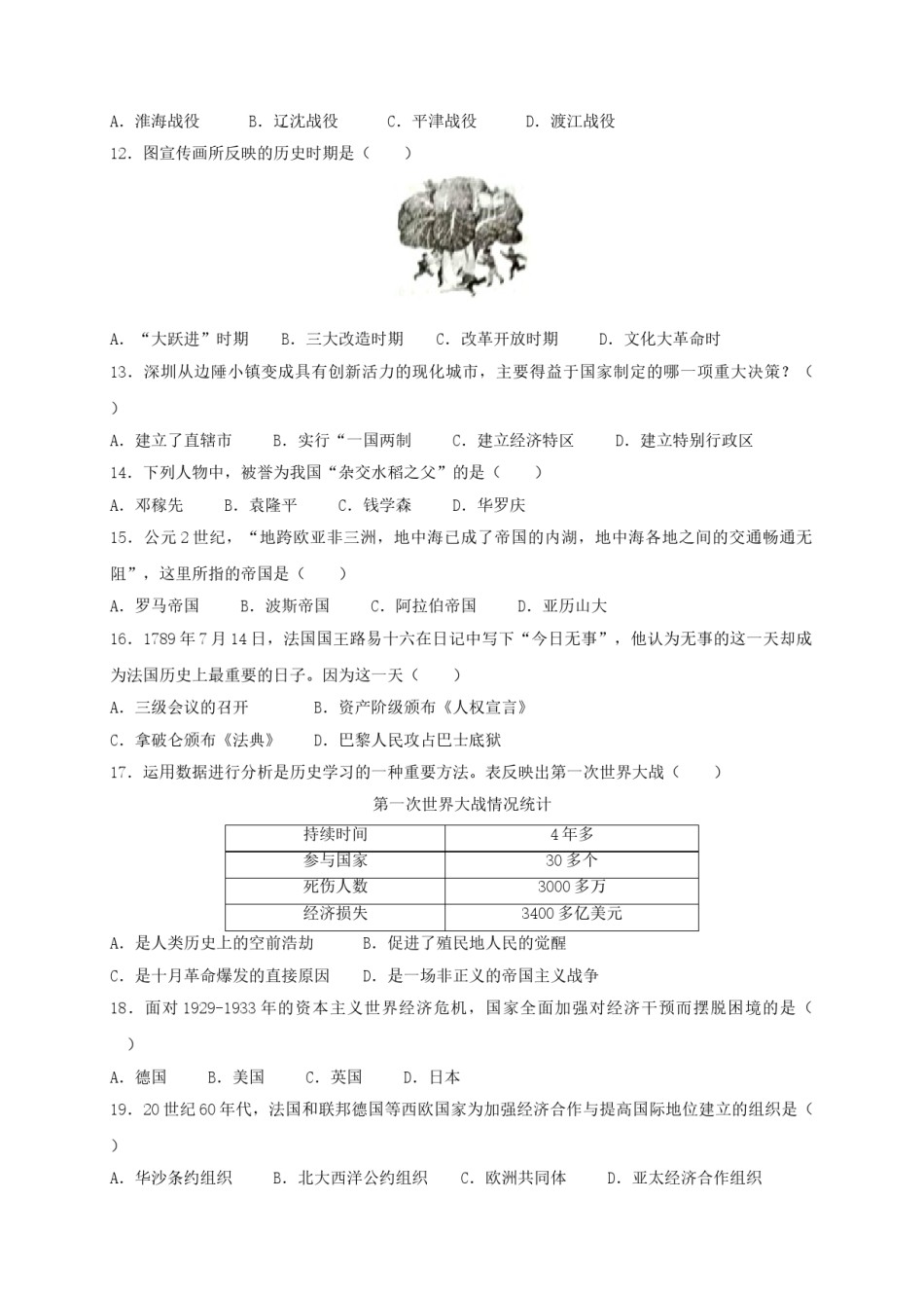 2018年贵州省黔东南州中考历史试题及答案.doc_第2页